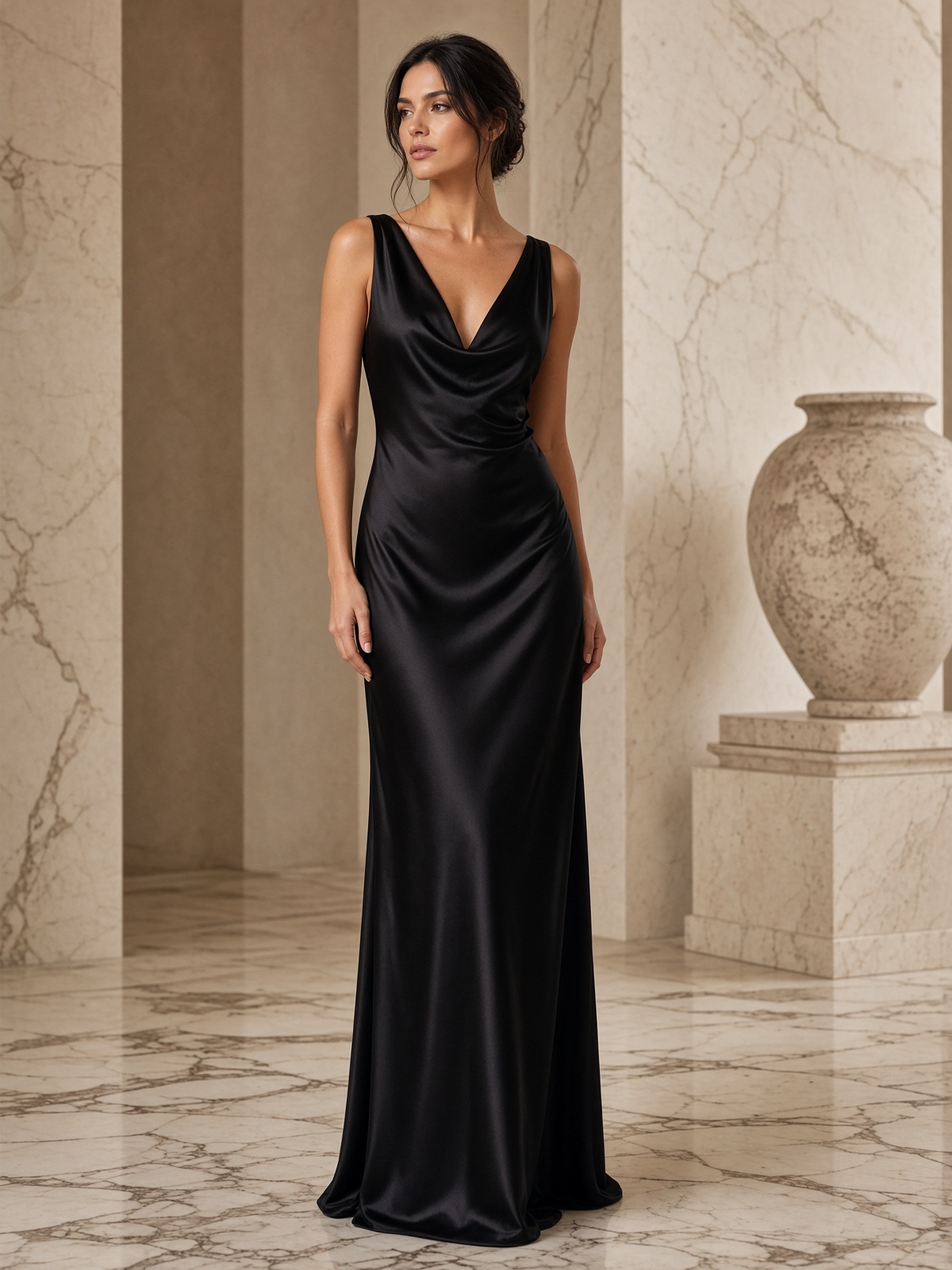 Black Silk Evening Gown